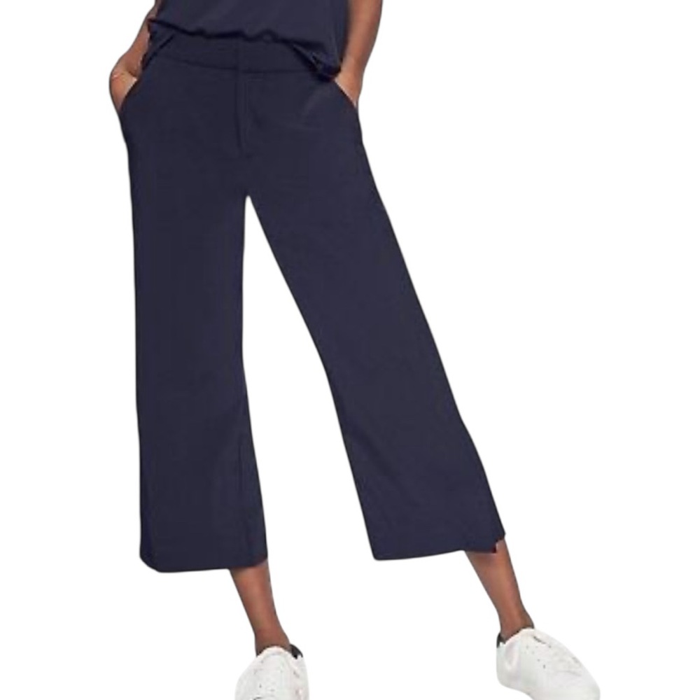 Athleta Navy Cropped Tribute Wide-Leg Capris